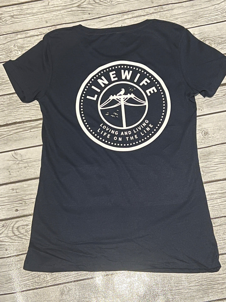 Women's Navy Blue and White Shirt