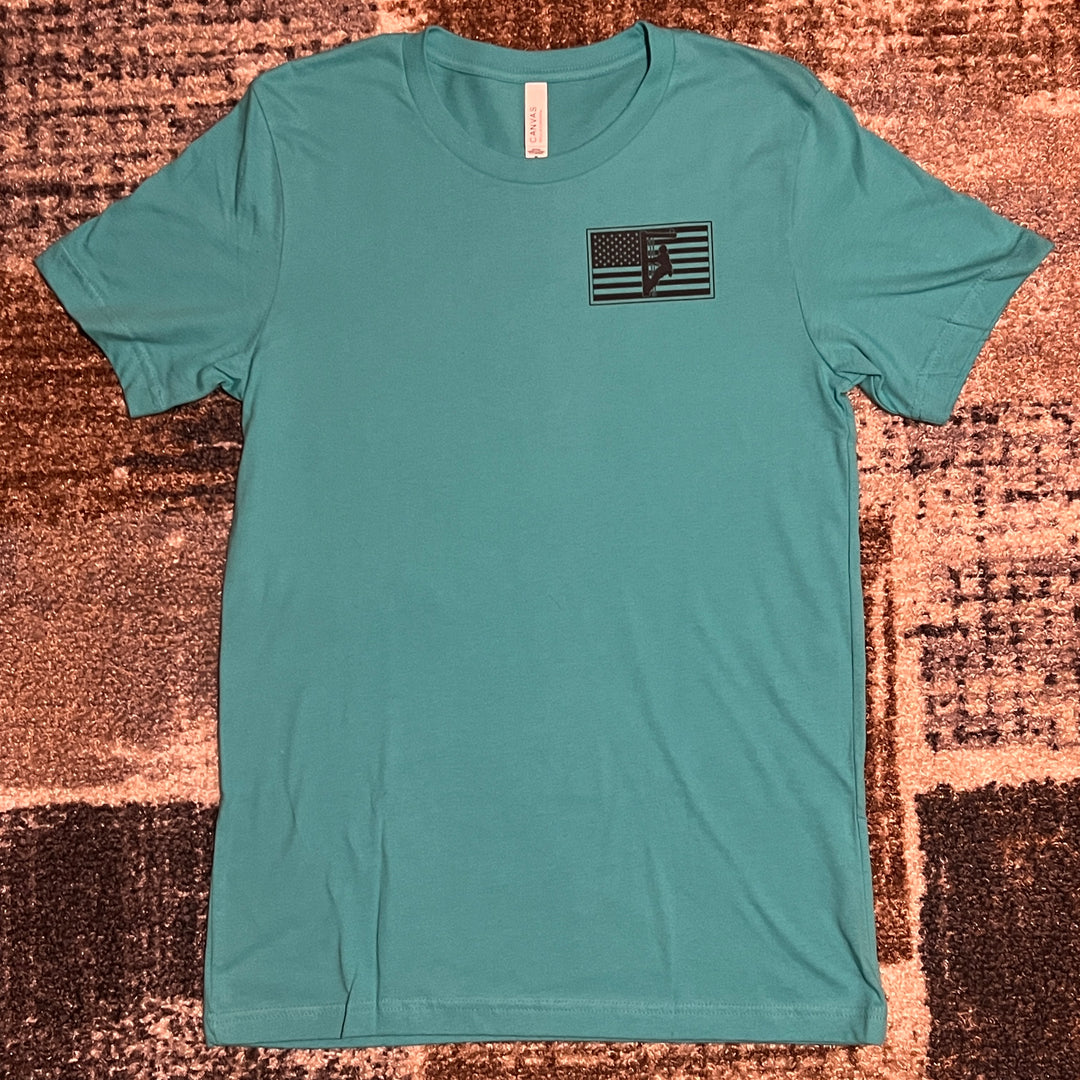 American Flag Aqua/Black Cotton Shirt