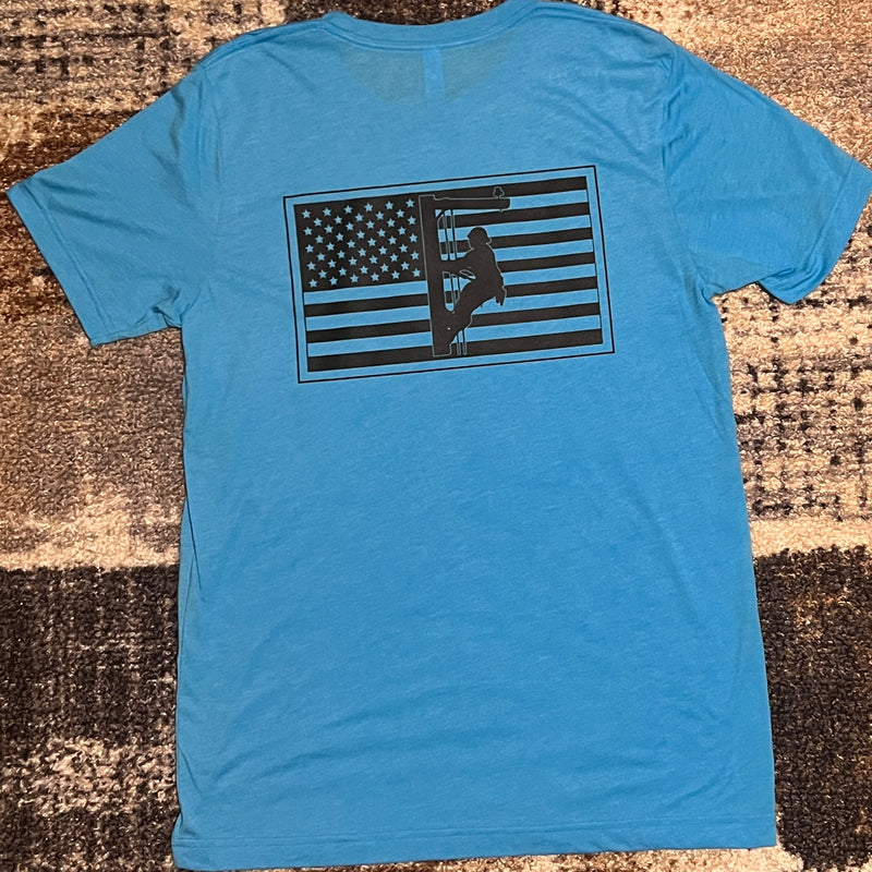 American Flag Light Blue/Black Performance Shirt