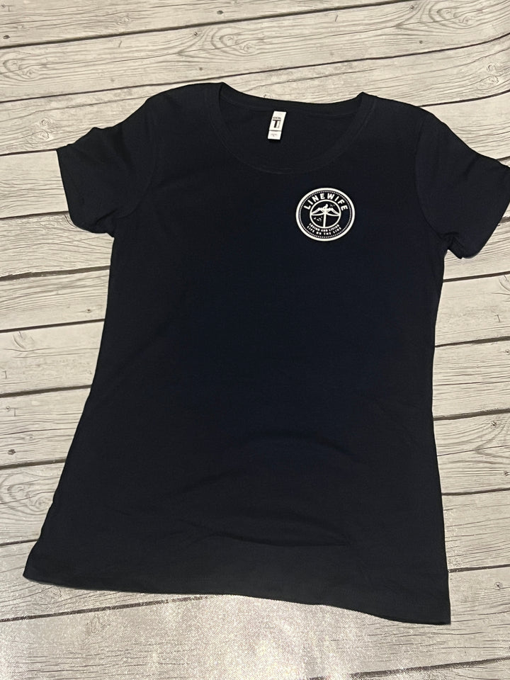 Women's Navy Blue and White Shirt