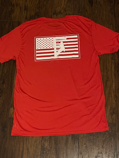 Red American Lineman Flag Shirt