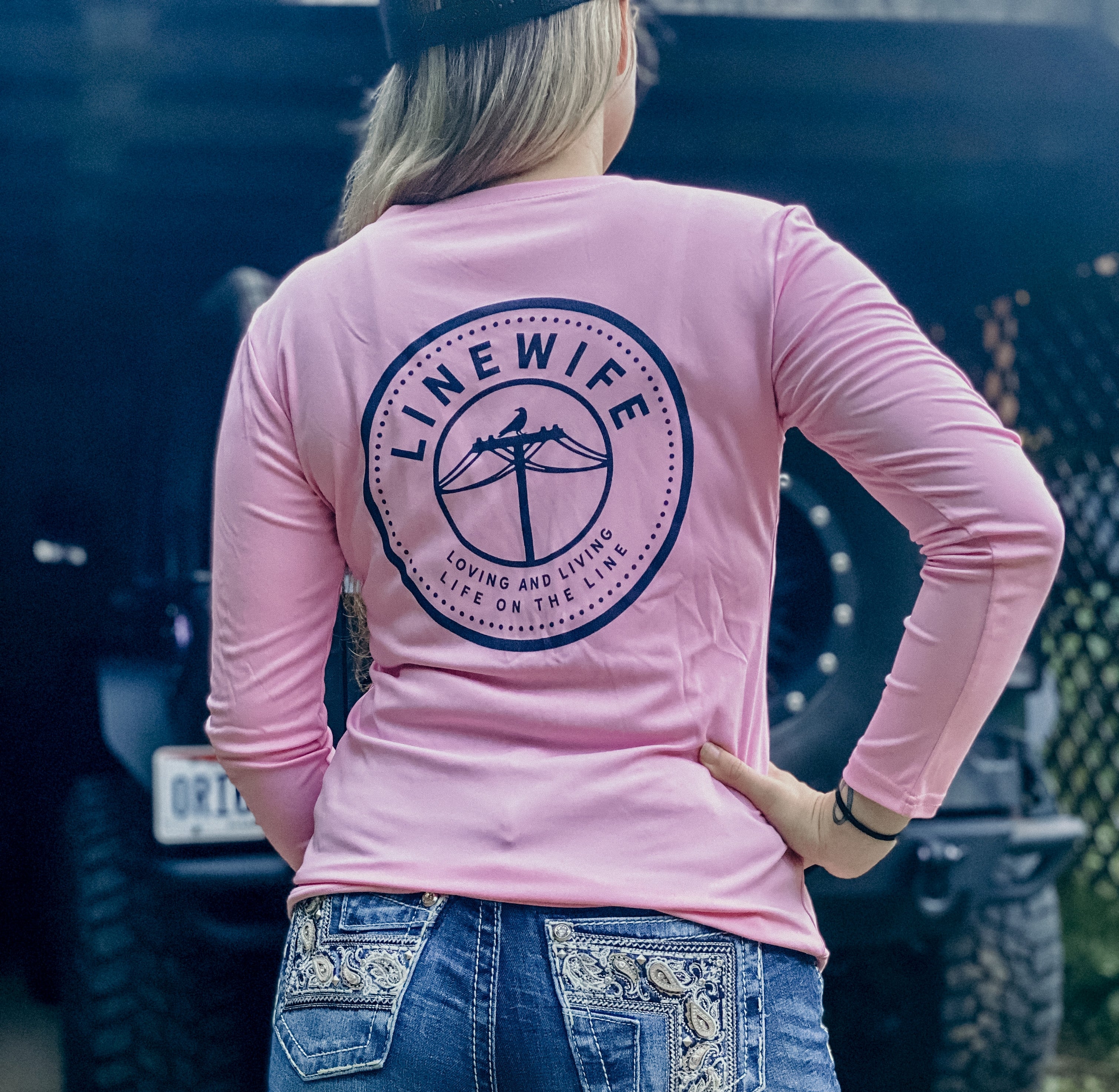 Linewife Ladies Shirt Line wife Pink Dri-Fit Lineman shirt line girlfriend line babe