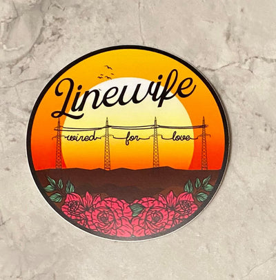 Linewife wired for love sticker transmission towers and roses