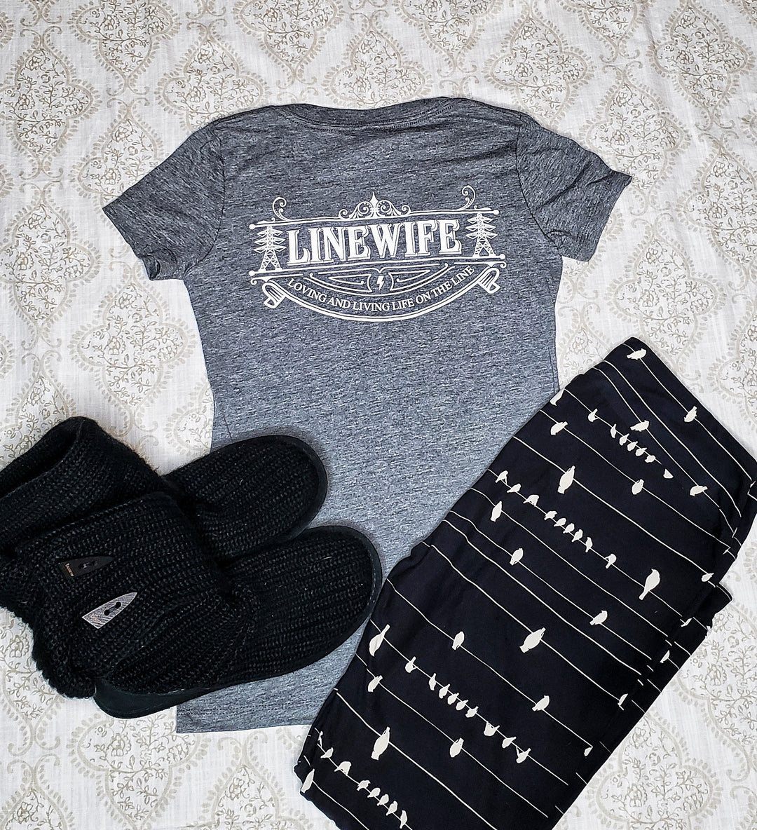 Linewife Transmission Tower Heather Gray V-Neck - Linewife