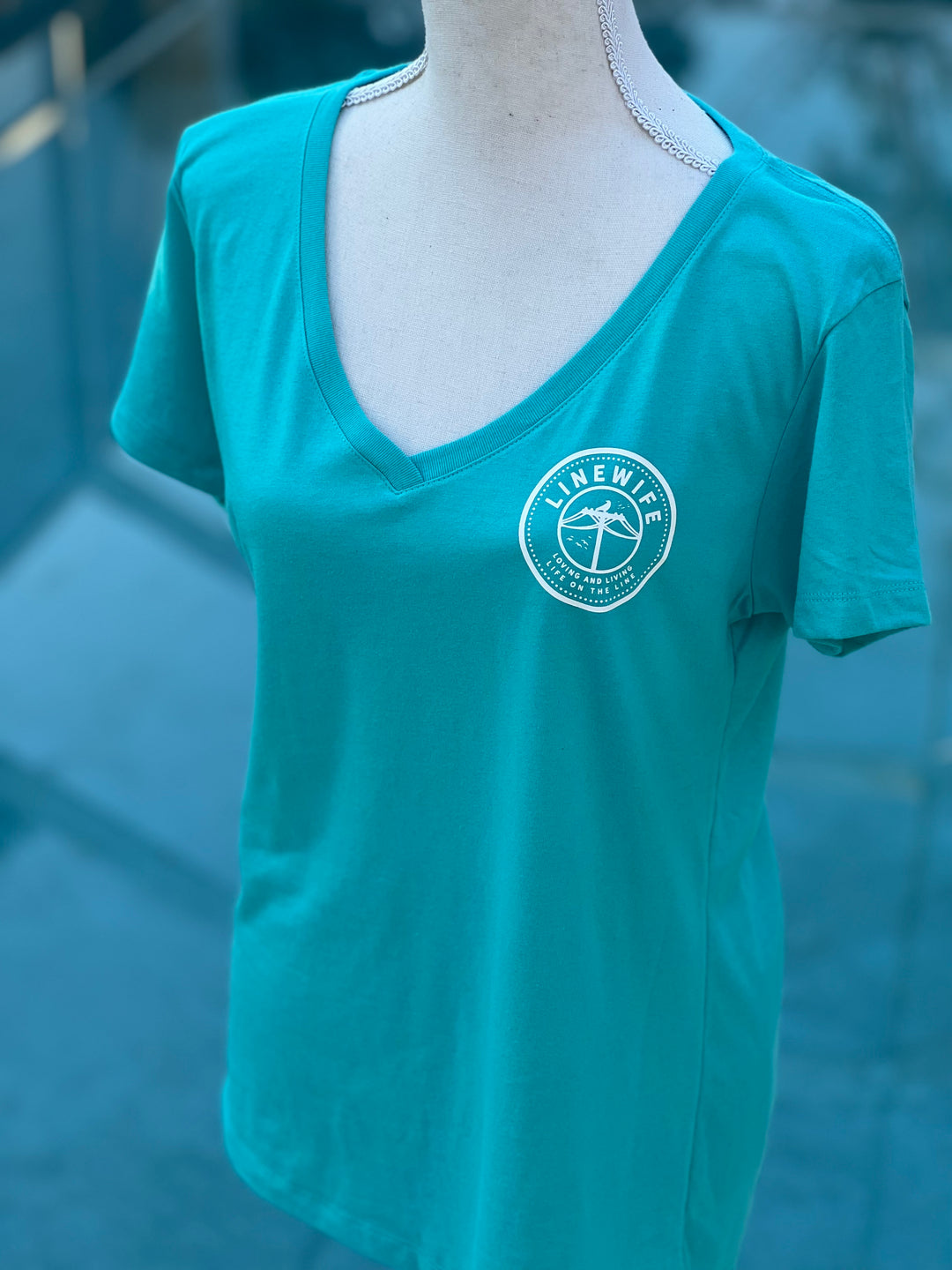 LineWife Aqua V-Neck Shirt