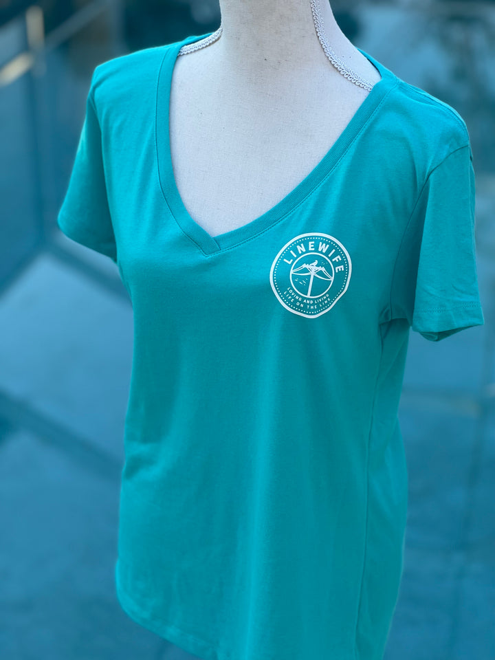 LineWife Aqua V-Neck Shirt