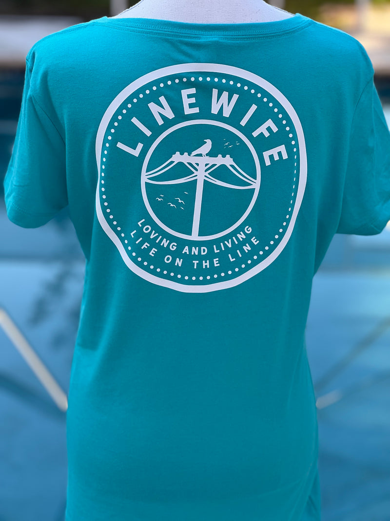 LineWife Aqua V-Neck Shirt