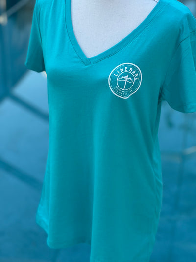 LineBabe Aqua V-Neck Shirt