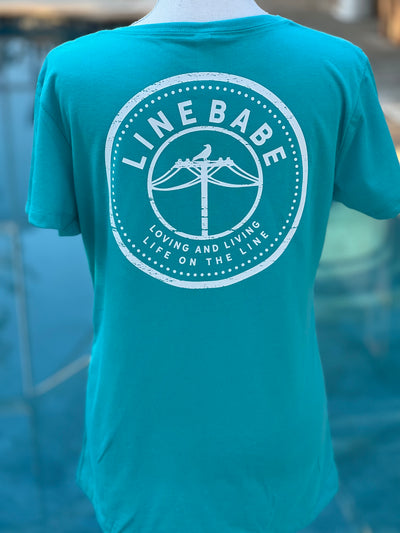 LineBabe Aqua V-Neck Shirt